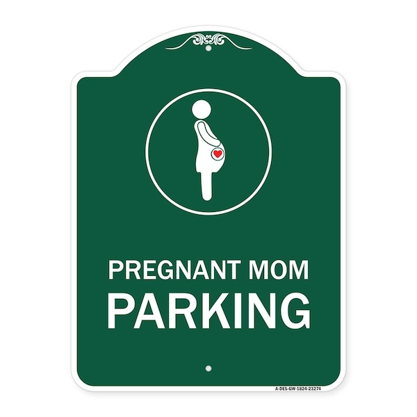 Signmission Pregnant Mom Parking W/ Graphic, Green & White Aluminum Architectural Sign, 18" x 24", GW-1824-23274 A-DES-GW-1824-23274 - main